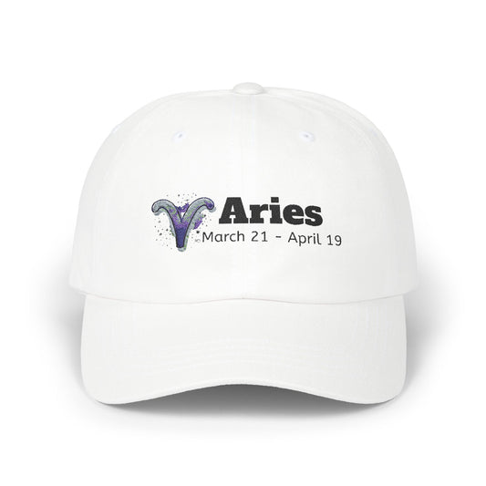 Astrological Aries Dad Cap | Classic White Baseball Hat, Birthday Gift, Zodiac Fashion, Home, Everyday Style, Astrology Lover