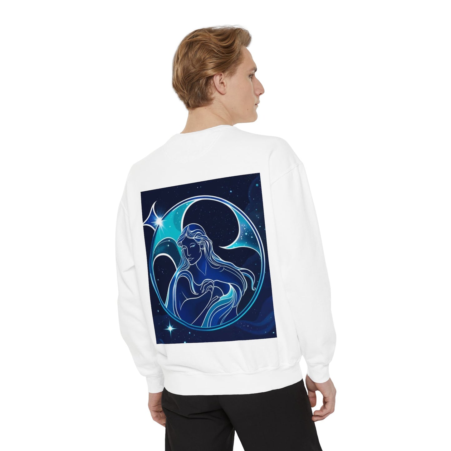 Aquarius Unisex Garment-Dyed Sweatshirt, Zodiac Sign Sweatshirt, Astrology Apparel, Cozy Layer, Astrology Gift