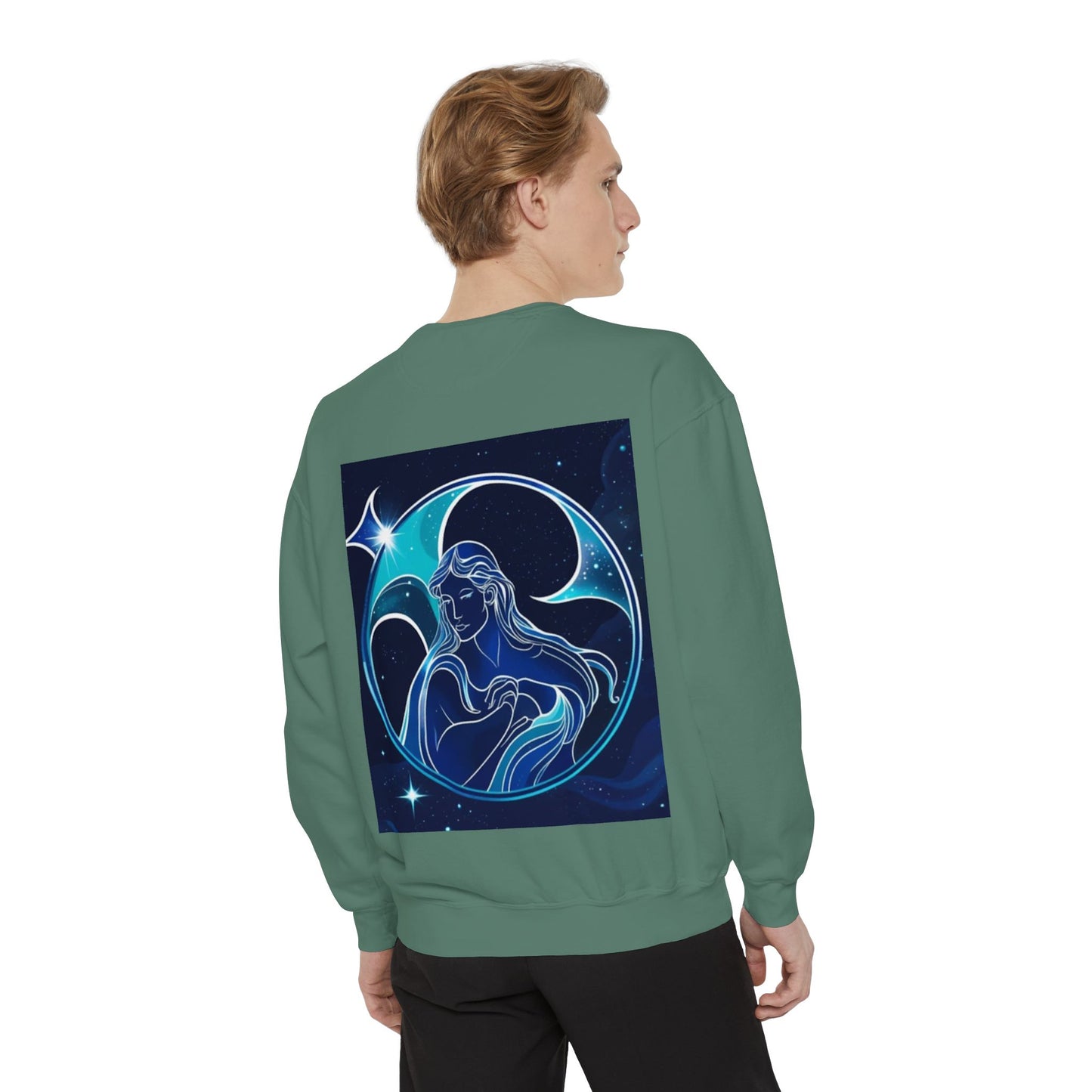Aquarius Unisex Garment-Dyed Sweatshirt, Zodiac Sign Sweatshirt, Astrology Apparel, Cozy Layer, Astrology Gift