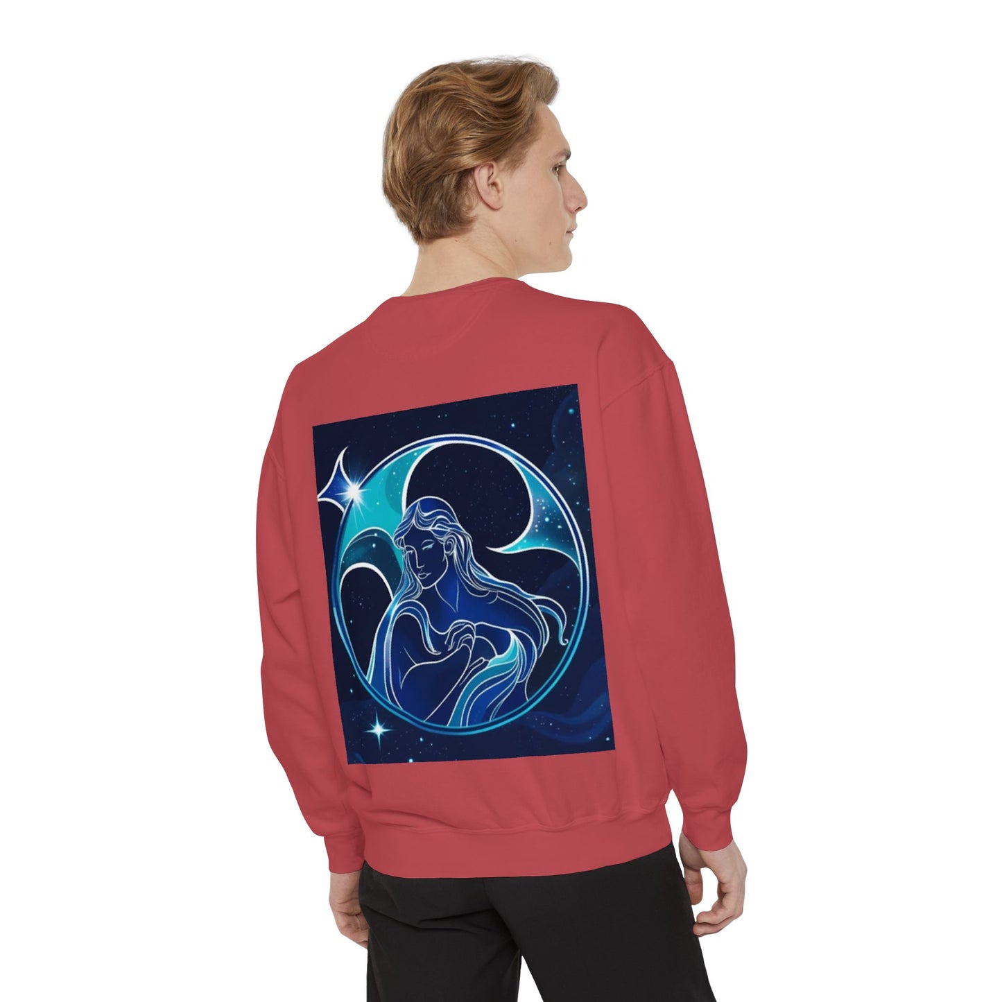 Aquarius Unisex Garment-Dyed Sweatshirt, Zodiac Sign Sweatshirt, Astrology Apparel, Cozy Layer, Astrology Gift