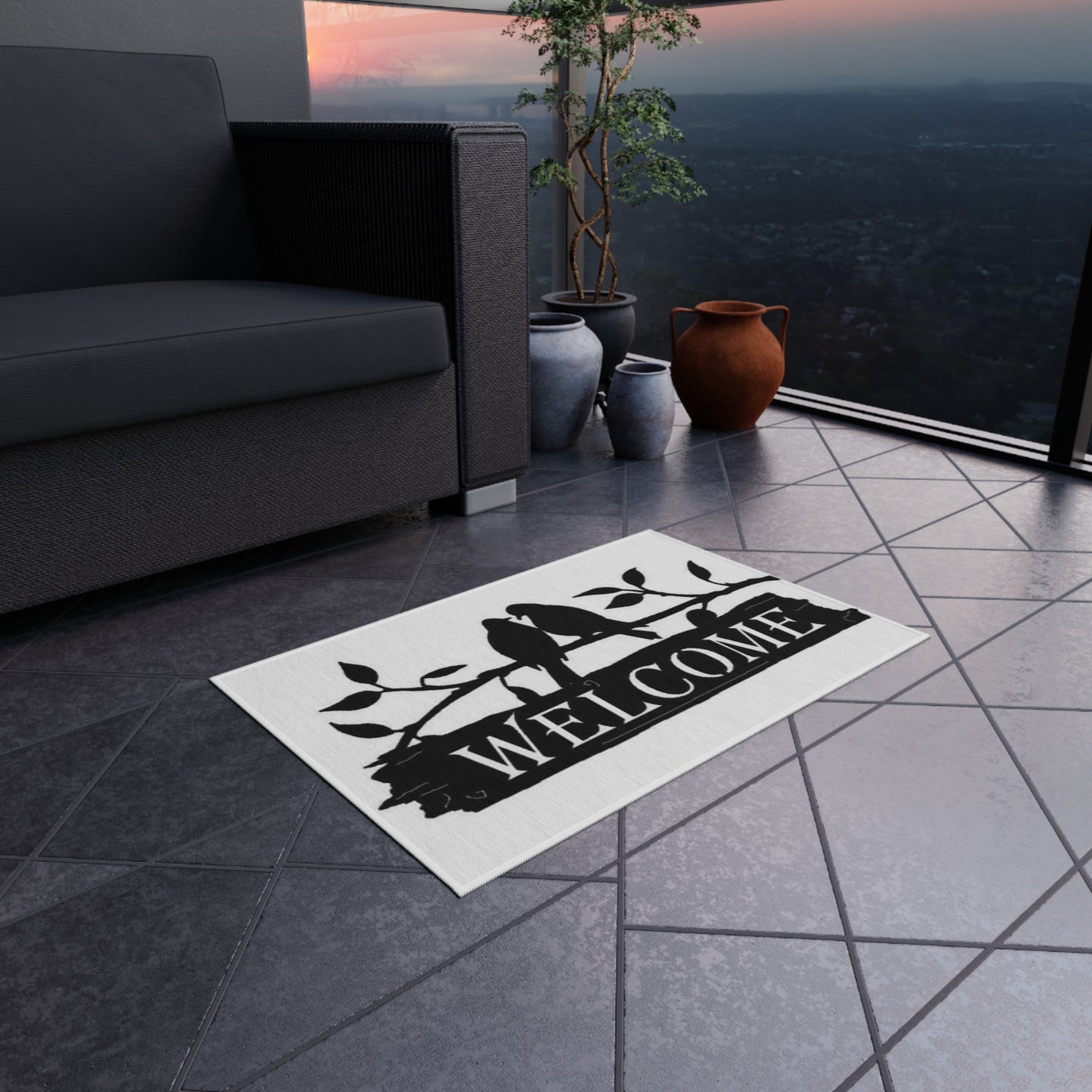 Charming Welcome Outdoor Rug, Patio Decor, Garden Mat, Front Porch Accessory, Rustic Home Welcome Sign, Outdoor Living Styling