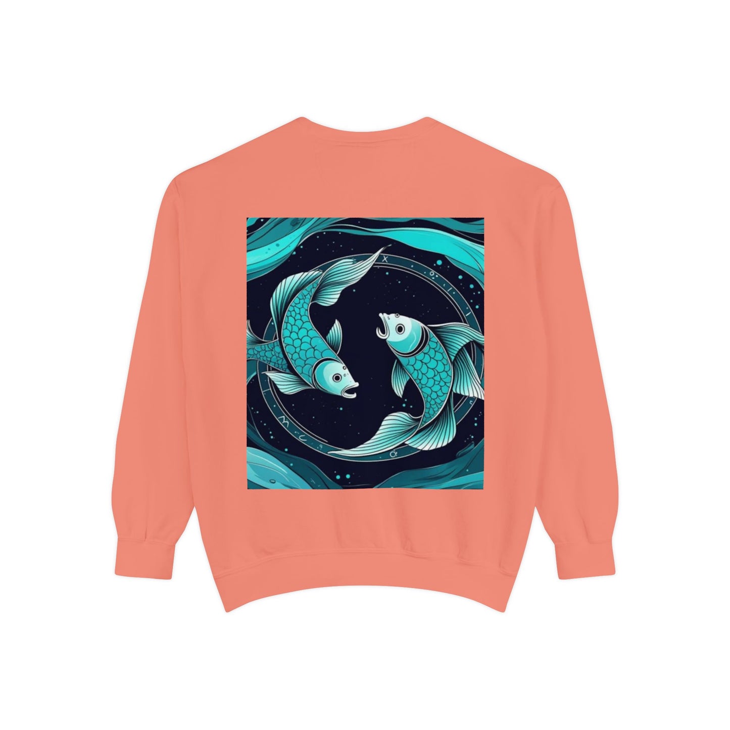 Pisces Astrological sign Unisex Garment-Dyed Sweatshirt, Cozy Sweatshirt, Graphic Pullover, Gift for Nature Lovers, Casual Wear, Stylish Layering