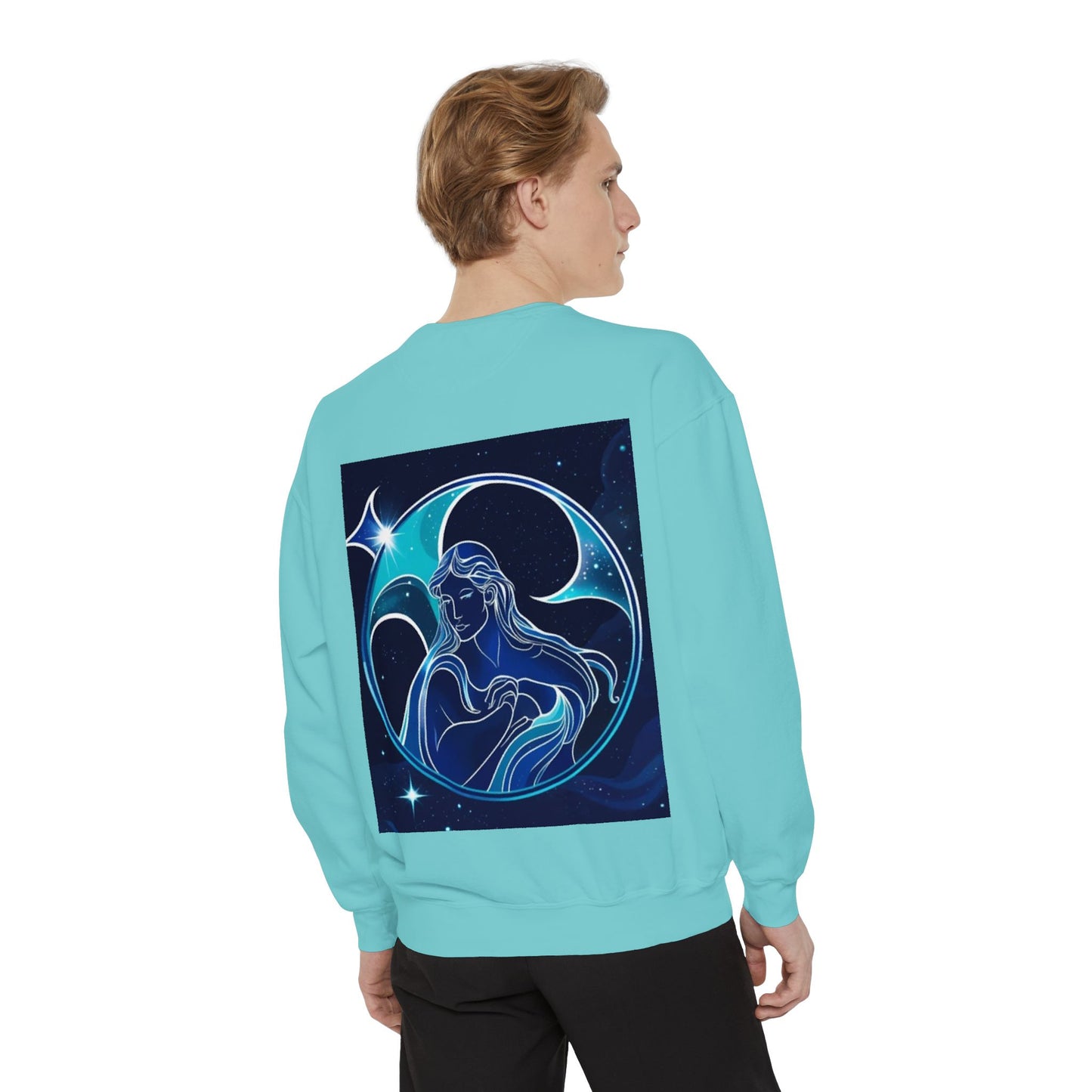 Aquarius Unisex Garment-Dyed Sweatshirt, Zodiac Sign Sweatshirt, Astrology Apparel, Cozy Layer, Astrology Gift