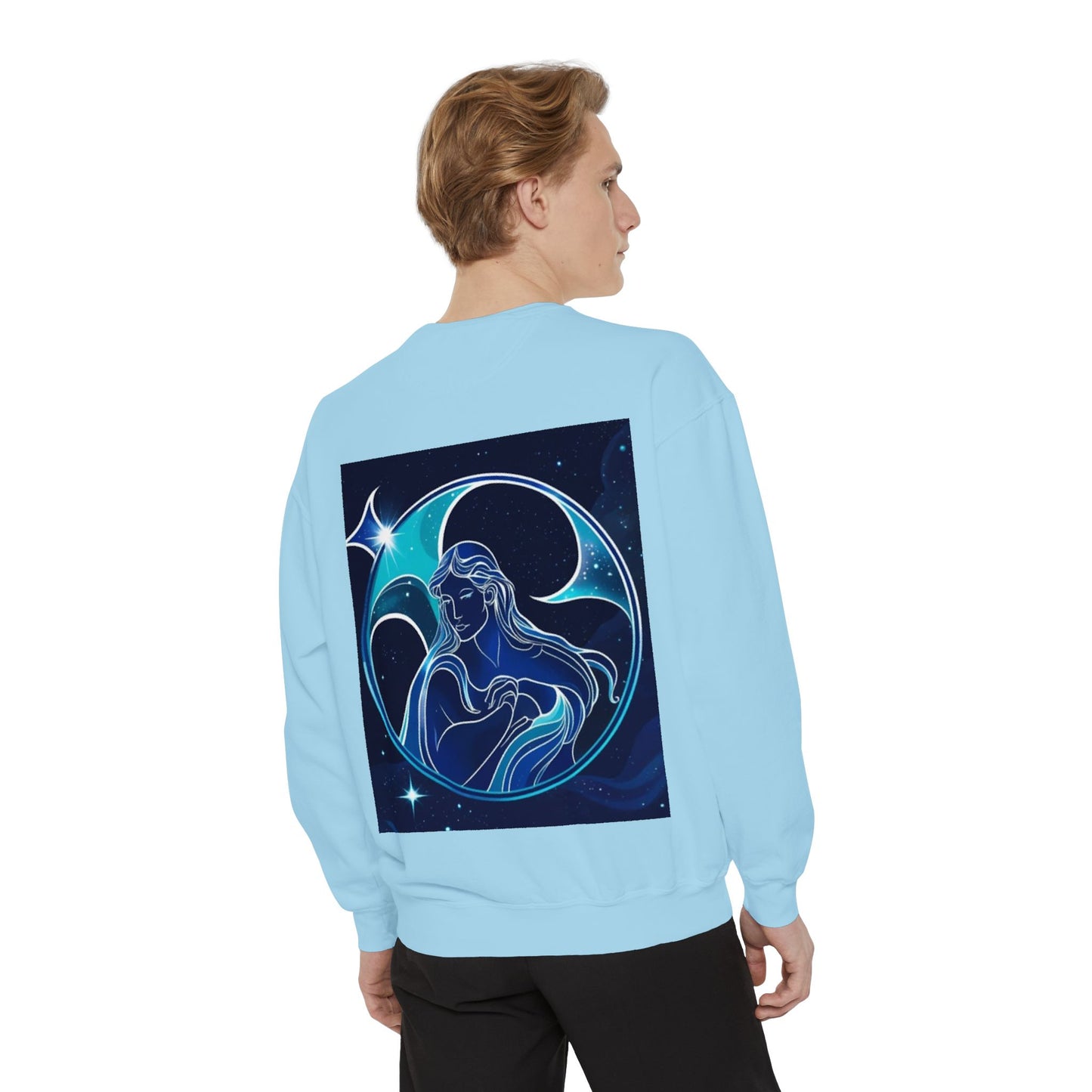Aquarius Unisex Garment-Dyed Sweatshirt, Zodiac Sign Sweatshirt, Astrology Apparel, Cozy Layer, Astrology Gift